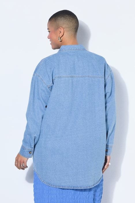 Chemisier en jean oversize, col chemise