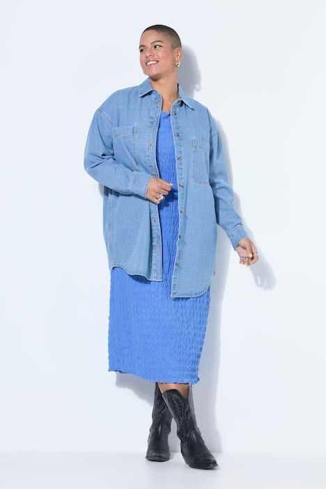 Chemisier en jean oversize, col chemise