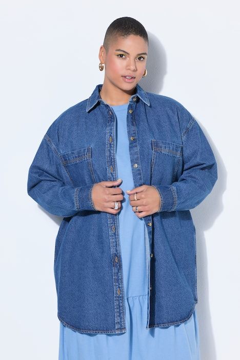 Chemisier en jean oversize, col chemise