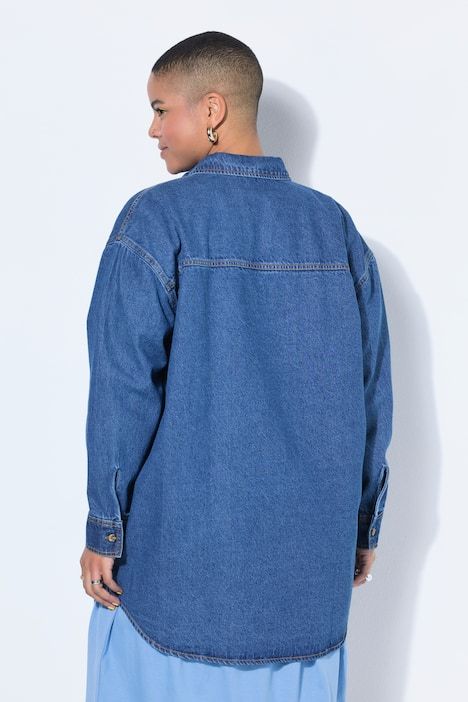 Chemisier en jean oversize, col chemise