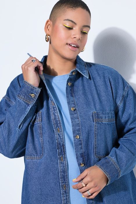 Chemisier en jean oversize, col chemise