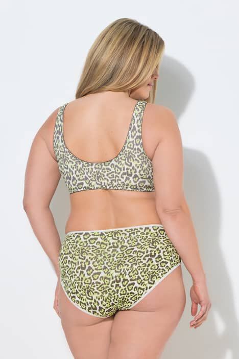 Brassière sans armatures. Imprimé léopard. Fermeture à l'avant