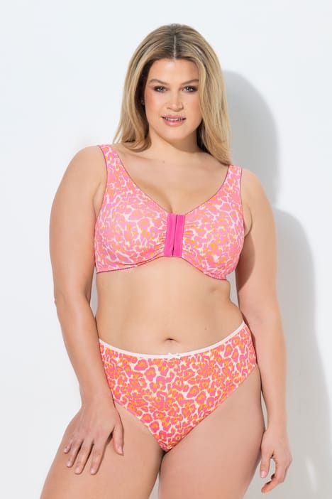 Brassière sans armatures. Imprimé léopard. Fermeture à l'avant