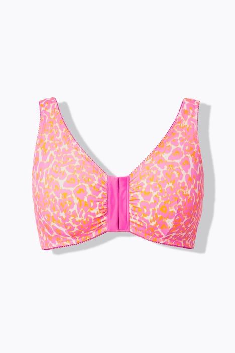 Brassière sans armatures. Imprimé léopard. Fermeture à l'avant