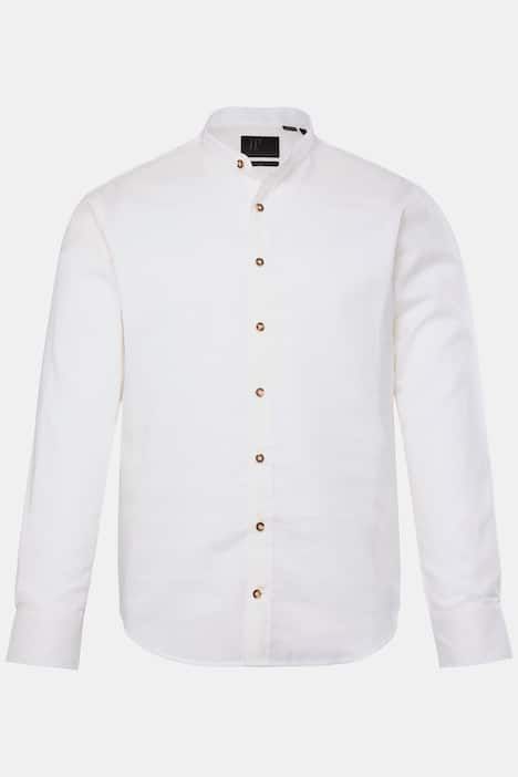 Chemise JP 1880 traditionnelle en lin mélangé, manches longues et col officier, coupe Modern Fit - jusqu'au 8&nbsp