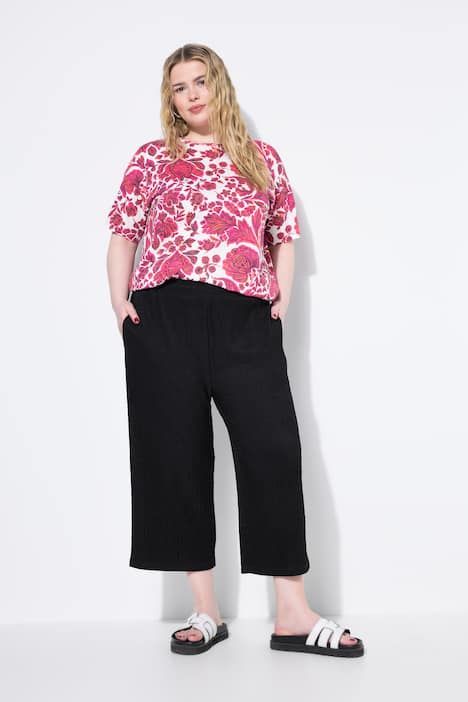 Jupe-culotte en jersey texturé, jambe large