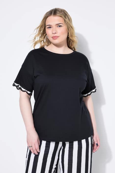 T-shirt oversize, manches courtes finition crochet