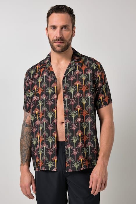 Chemise JP 1880 imprimé floral, coupe Cuba-Fit, manches courtes et col cubain - jusqu'au 8 XL
