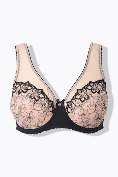 Soutien-gorge à armatures et bonnets souples, tulle et broderies - bonnet B-F