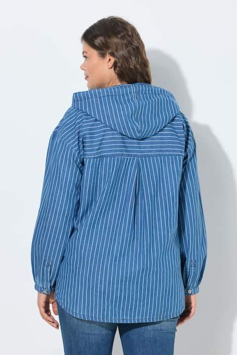 Chemisier rayé, tissu denim, manches longues