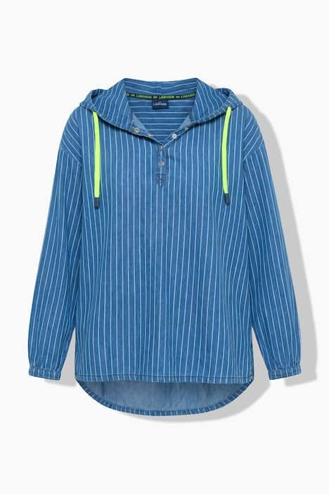 Chemisier rayé, tissu denim, manches longues