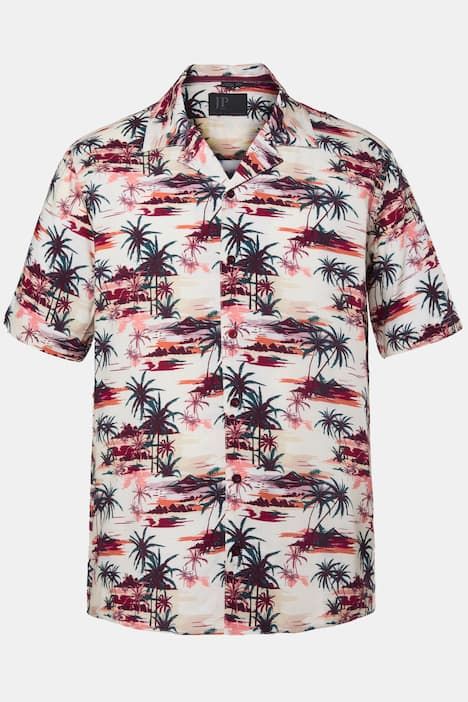 Chemise JP1880 dans un imprimé all-over, manches courtes et col cubain, coupe Cuba-Fit « flottante » - jusqu'au 8 XL