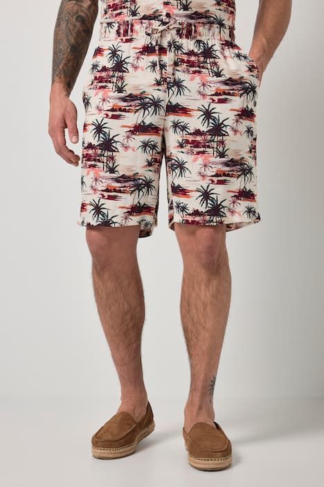 Bermuda JP 1880 en viscose à taille élastique, imprimé all-over - jusqu'au 8 XL