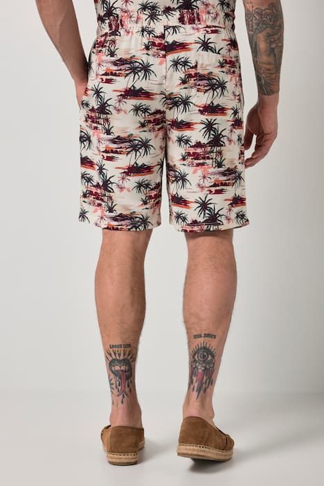 Bermuda JP 1880 en viscose à taille élastique, imprimé all-over - jusqu'au 8 XL