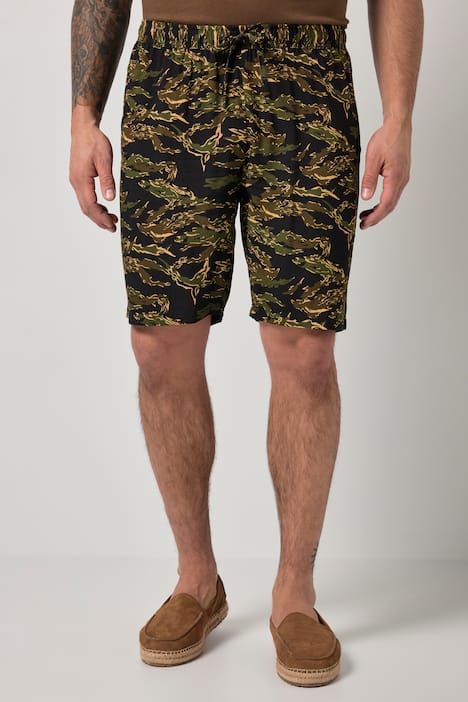 Bermuda JP 1880 en viscose à taille élastique, imprimé all-over - jusqu'au 8 XL
