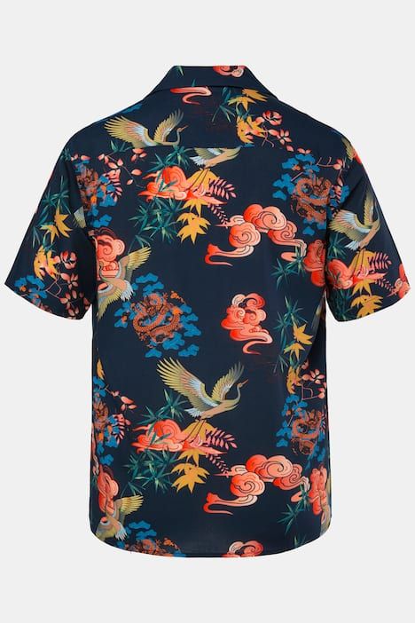 Chemise JP1880 dans un imprimé all-over, manches courtes et col cubain, coupe Cuba-Fit « flottante » - jusqu'au 8 XL