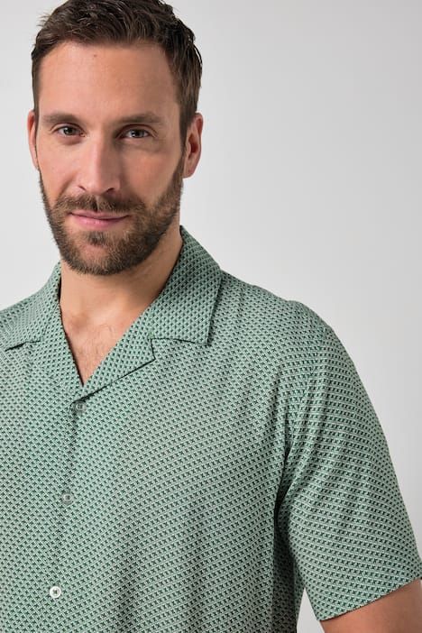 Chemise JP1880 dans un imprimé all-over, manches courtes et col cubain, coupe Cuba-Fit « flottante » - jusqu'au 8 XL