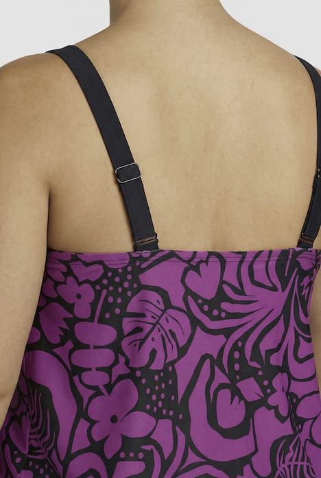 Tankini avec short, motif à fleurs, bonnets souples et bretelles ajustables