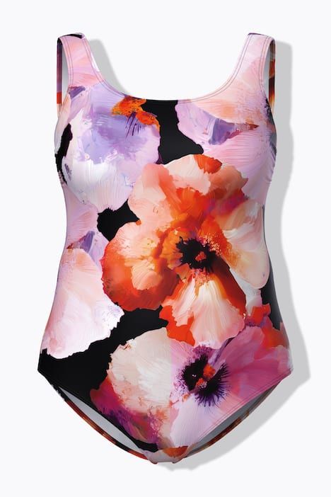 Maillot de bain sans bonnets souples, bande de soutien sous la poitrine, motif floral