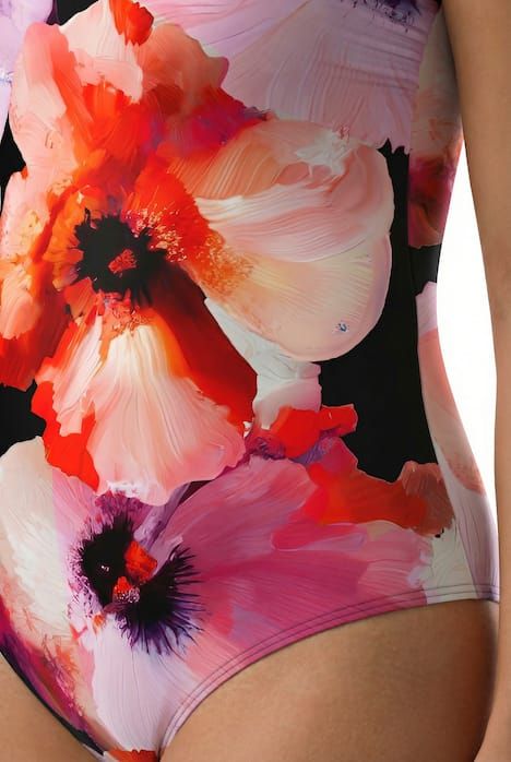 Maillot de bain sans bonnets souples, bande de soutien sous la poitrine, motif floral