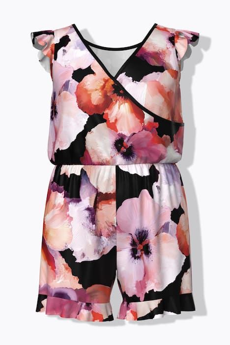 Combinaison de bain à fleurs, bonnets souples et ruchés