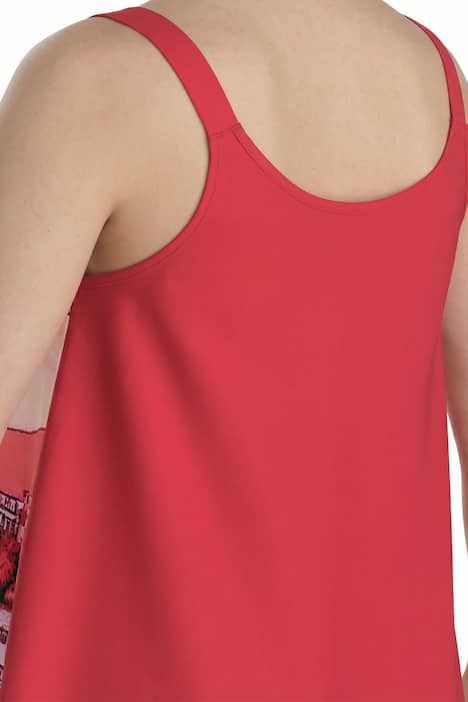 Robe sans manches, motif vacances, décolleté en V et coupe évasée