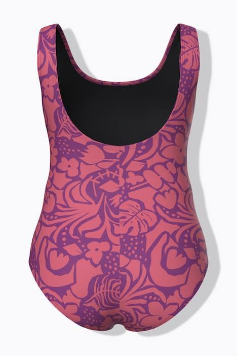 Maillot de bain à fleurs, sans bonnets souples, décolleté rond