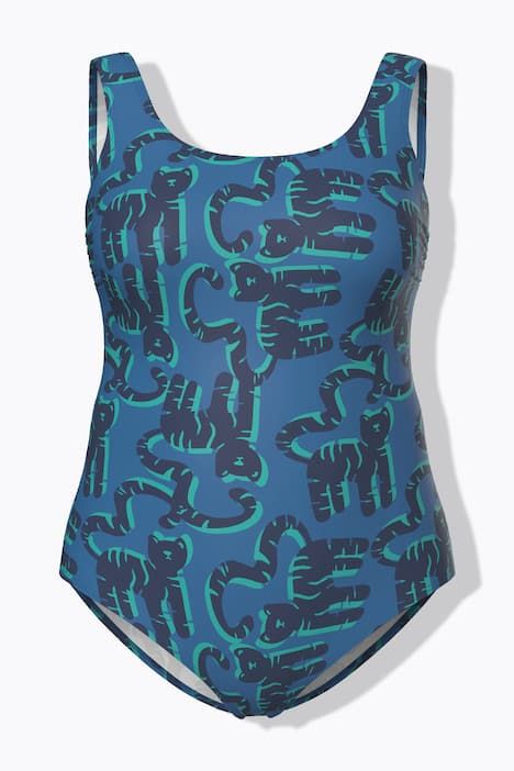 Maillot de bain motif chats, sans bonnets souples, décolleté rond