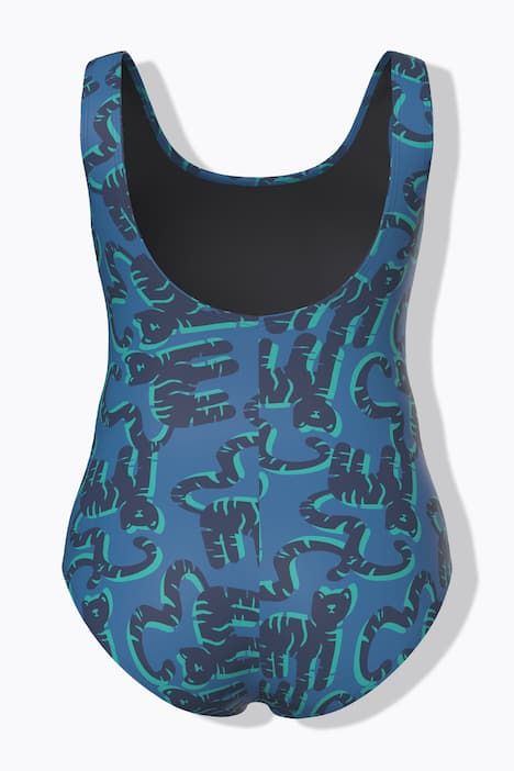 Maillot de bain motif chats, sans bonnets souples, décolleté rond