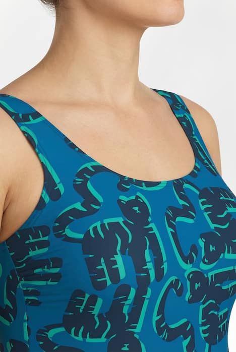 Maillot de bain motif chats, sans bonnets souples, décolleté rond