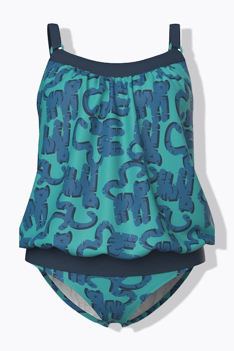 Tankini avec bonnets souples, motif chats, base élastique et bretelles ajustables