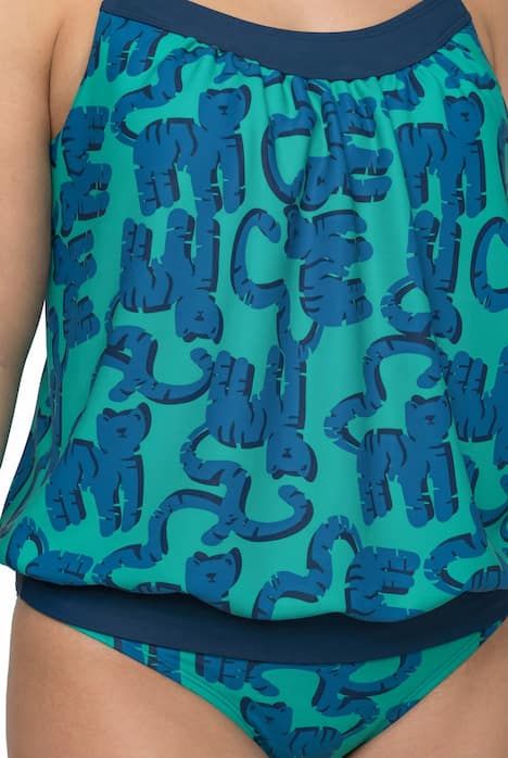 Tankini avec bonnets souples, motif chats, base élastique et bretelles ajustables