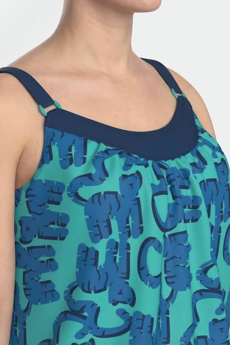 Tankini avec bonnets souples, motif chats, base élastique et bretelles ajustables