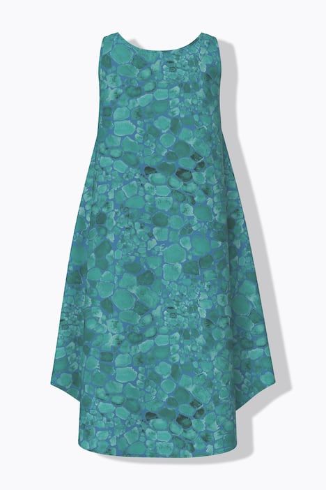 Robe midi sans manches, décolleté rond et coupe évasée