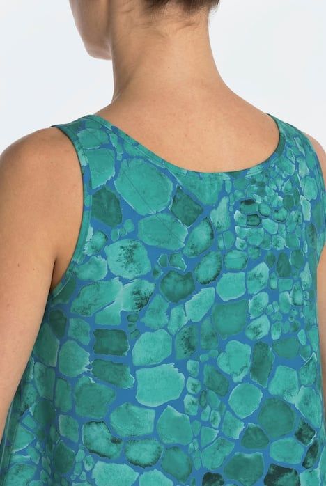 Robe midi sans manches, décolleté rond et coupe évasée