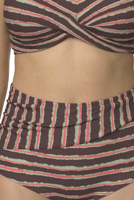Bikini avec bonnets souples, drapé et jeu de rayures, matière recyclée