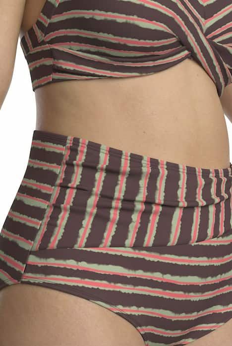 Bikini avec bonnets souples, drapé et jeu de rayures, matière recyclée