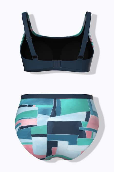 Bikini avec bonnets souples, imprimé graphique et bretelles réglables