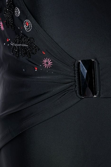 Maillot de bain effet cache-cœur, bonnets souples et nœud fantaisie