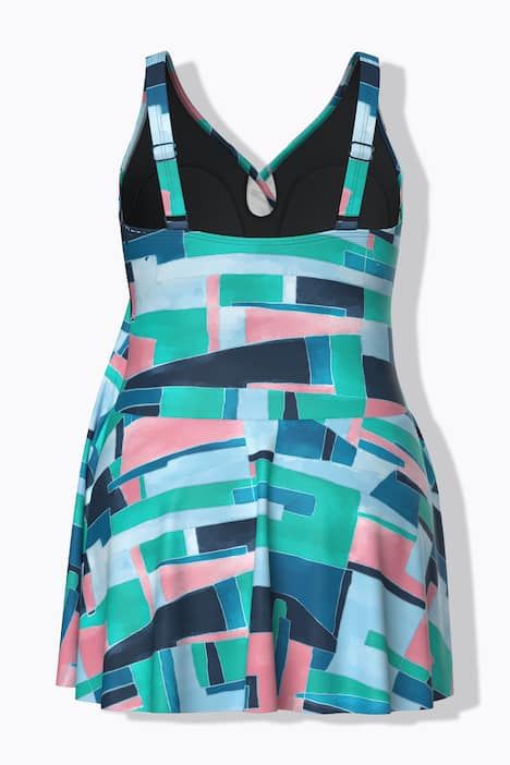 Robe de bain à bonnets souples, effet cache-cœur et imprimé graphique