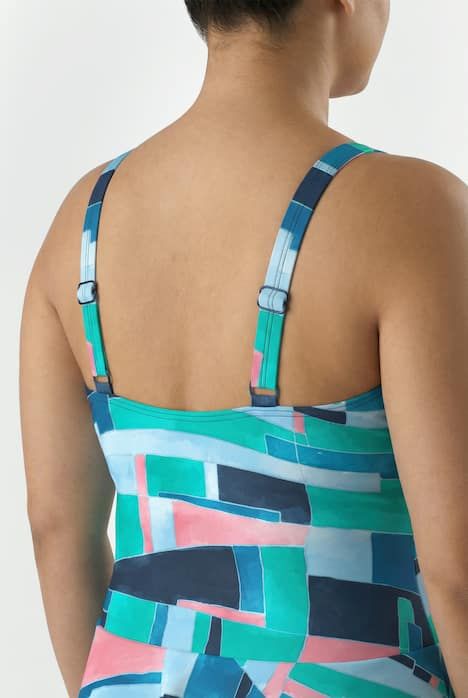 Robe de bain à bonnets souples, effet cache-cœur et imprimé graphique