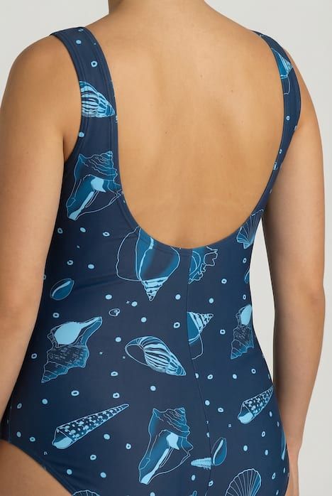 Maillot de bain motif coquillages, sans bonnets souples, décolleté rond