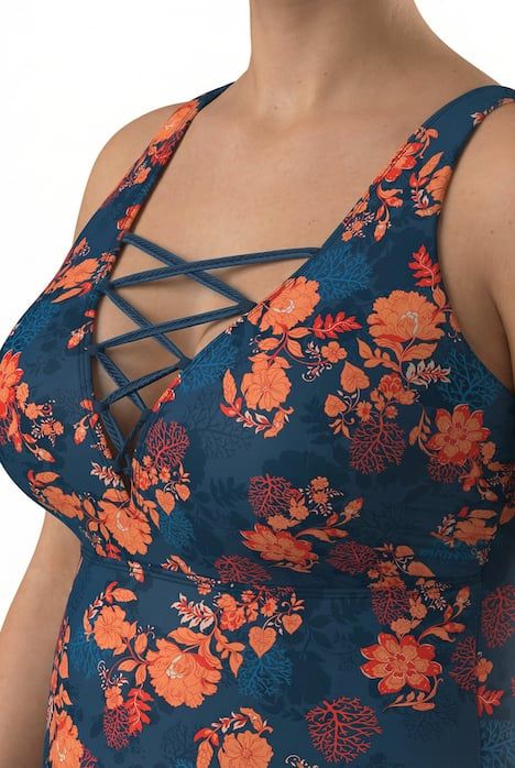 Maillot de bain avec bonnets souples, laçage, matière recyclée