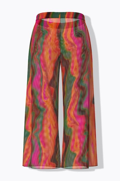 Pantalon Palazzo, motif vagues, jambe large et taille élastique