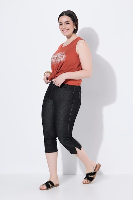 Corsaire en jean Sarah, denim extensible et jambe étroite