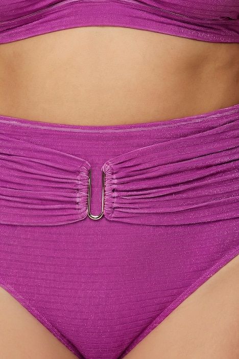 Bikini à bonnets souples, matière scintillante, bretelles réglables et barrettes fantaisie