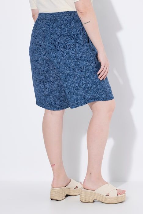 Bermuda à enfiler Rose, motif girafes, jambe large et taille élastique