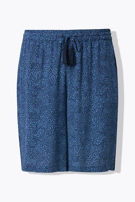 Bermuda à enfiler Rose, motif girafes, jambe large et taille élastique