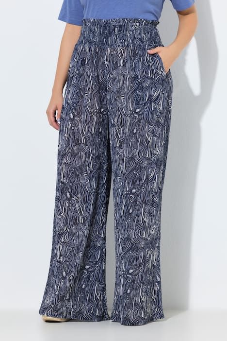 Jupe-culotte Rose, motif zébré, taille smockée et jambe ultra-large