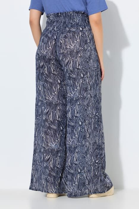 Jupe-culotte Rose, motif zébré, taille smockée et jambe ultra-large